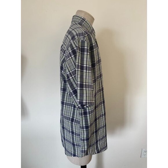 Vintage WOOLRICH Short Sleeve Oxford Shirt Mens Size Large Green Plaid - Picture 4 of 7